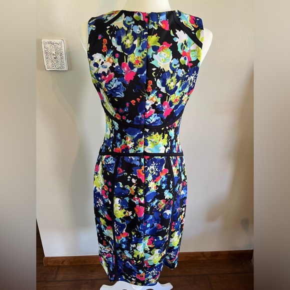 Nicole by Nicole Miller Size Medium Multi Color Floral Sleeveless Midi Dress - Picture 3 of 6